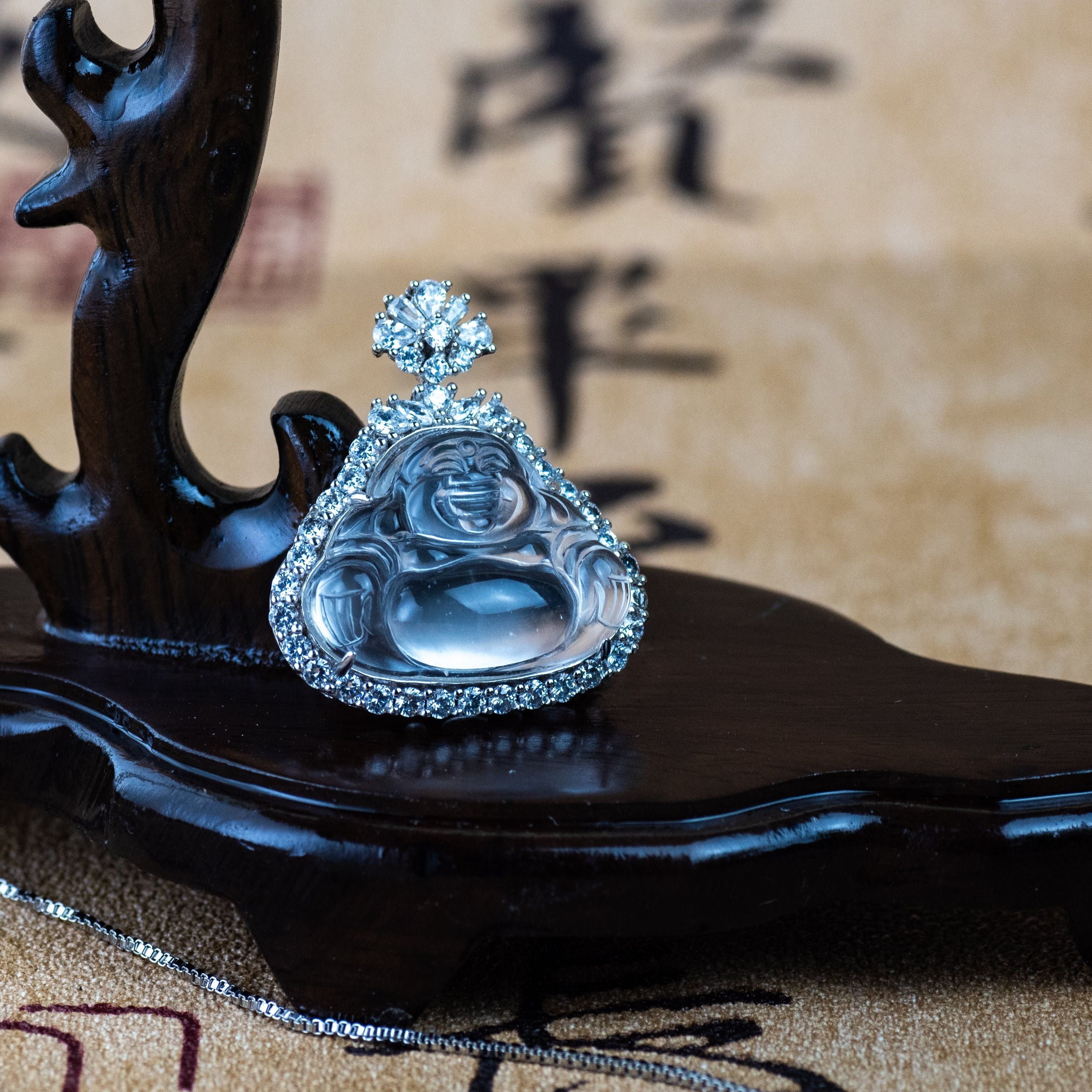Water Foam Jade-Buddha Statue