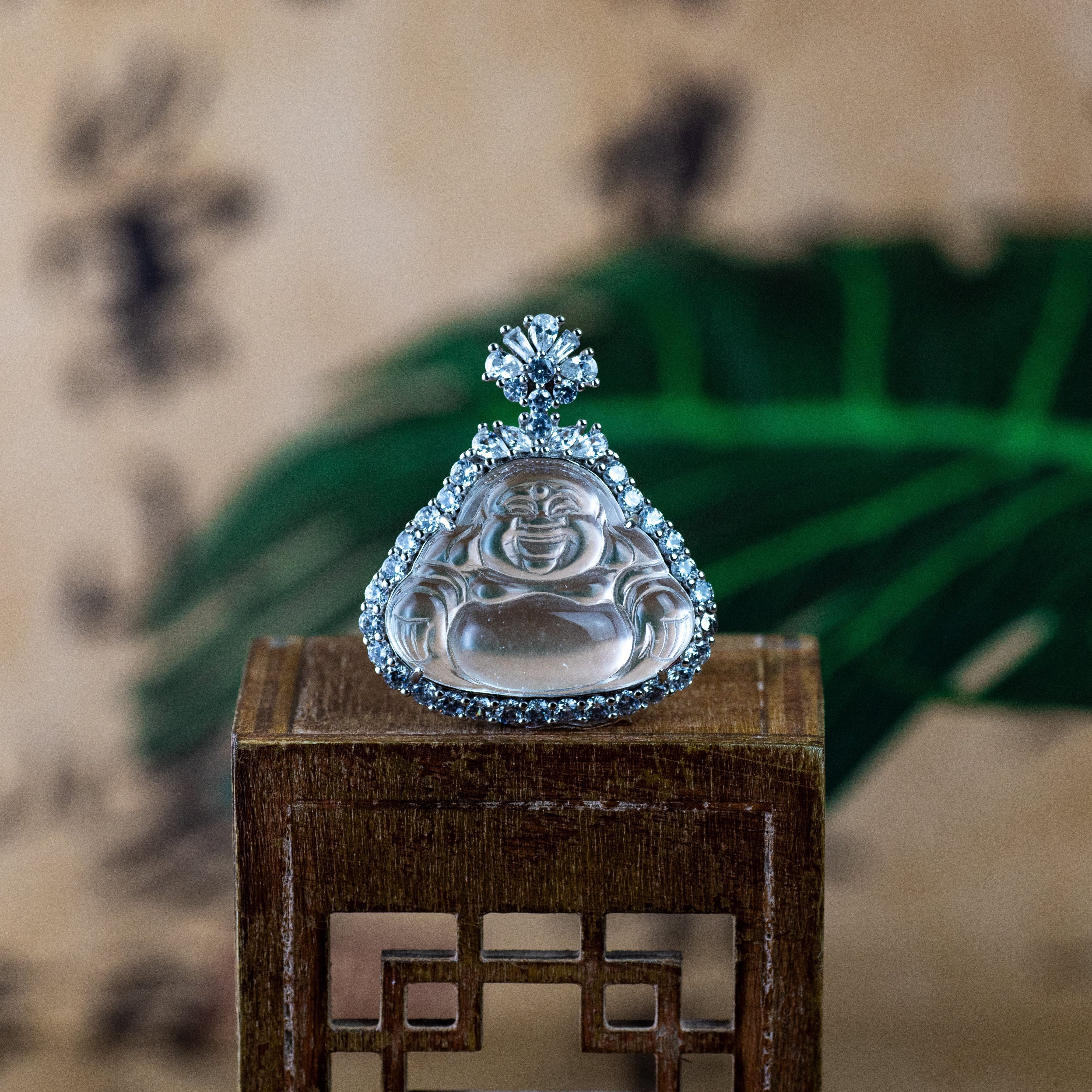Water Foam Jade-Buddha Statue